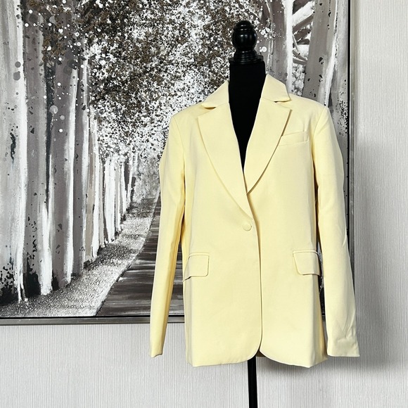 SHOWPO Womens Boxy Single Breasted Selena Blazer in Lemon NWT - Size 4‎ - Picture 7 of 10